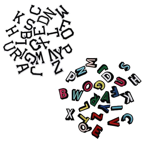 Housoutil 2 Sätze Kreativen Buchstaben Patches Aufnäher zum Aufbügeln für Kleidung Schwarze und Weiße Bunte Buchstaben für Diy Bastelprojekte und Kleidungsaccessoires von Housoutil