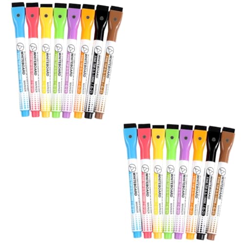 Housoutil 2 Sätze Magnetische Abwischbare Whiteboard Marker Farbstifte Für Schule Büro Und Zuhause Trockenlöschmarker Mit Praktischem Radierer Für Verschiedene Oberflächen 8 Stücke * 2 von Housoutil