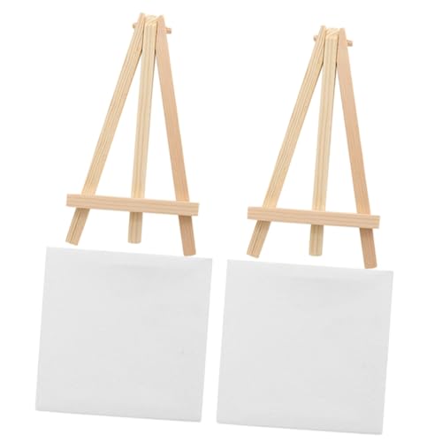 Housoutil 2 Sätze Mini-Ölgemäldetafel aquarellbilder easel bilderständer Staffelei zum Malerei Mini -Leinwände leere dreieckiger Lackierständer zarte Staffelei hölzern Weiß von Housoutil