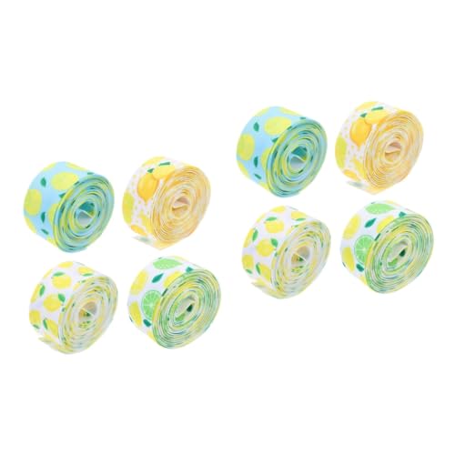 Housoutil 2 Sätze Rippelband Wickelband Zitronenthema Bänder Zum Verpacken Band Umwickeln Bänder Für Handwerk Band Mit Fruchtmotiven Banddekoration Diy-band Basteln Polyester 4 Rollen * 2 von Housoutil