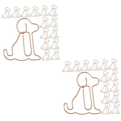 Housoutil 2 Sätze Rose Gold Welpenpapierklammer Kreative Büroklammern Kreativer Papierclip Papierklammer Befestigen Studenten-cartoon-büroklammern Papierclips Roségold Metall 50 Stück * 2 von Housoutil
