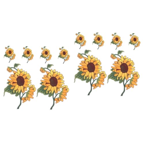 Housoutil 2 Sätze Sonnenblumen Tuch Aufkleber Bestickte Aufnäher Mit Sonnenblumen Patch Sonnenblumen-applikationen Flecken Nähen Blumenapplikationen Kleidungsflicken Vlies Gelb 6 Stück * 2 von Housoutil