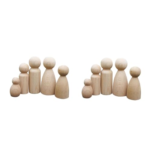 Housoutil 2 Sätze Teiliges Unvollendete Holzpuppen Zum Basteln Diy Holzfiguren Für Puppen Für Handwerk Und Natürliche Holzmaterialien Jungenpuppen Kleine Puppen 5 Stück * 2 von Housoutil