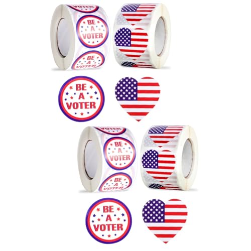Housoutil 2 Sätze Unabhängigkeitstag Aufkleber Selbstklebende Etiketten Runde Patriotische Sticker Für Party Dekoration Geschenktüten Umschläge Und Handgemachte Desserts 5 Rollen * 2 von Housoutil