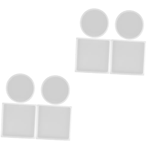 Housoutil 2 Sätze Untersetzer Formen Diy Harz Gießformen Für Runde Und Quadratische Untersetzer Wiederverwendbare Silikonformen Für Bastelprojekte Und Wohnaccessoires 4 Stücke * 2 von Housoutil