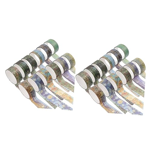 Housoutil 2 Sätze Vintage Stamping Washi Tapes Dekoratives Klebeband Für Diy Handwerk Scrapbooking Und Planer Kreative Gestaltung Mit Verschiedenen Mustern Und Farben 12 Rollen * 2 von Housoutil