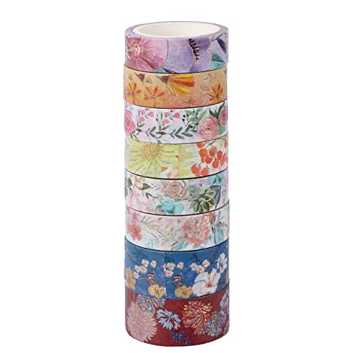 Housoutil 2 Sätze Washi Tape Mit Bronzing Blumen Diy Dekorationskleber Für Scrapbooking Und Journaling Pro Dekoratives Klebeband Für Kreative Bastelprojekte 8 Rollen * 2 von Housoutil