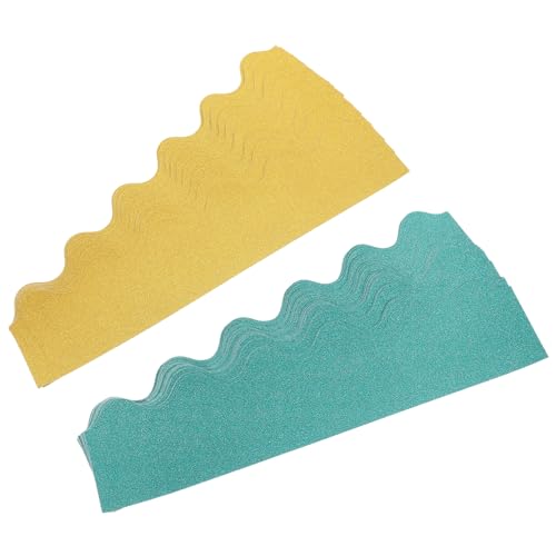 Housoutil 2 Sätze Wellenrand Aufkleber für Pinnwände Selbstklebende Border Sticker für Klassenzimmer und pro Set Gold und Grün zur Dekoration von Tafeln und Fenstern von Housoutil