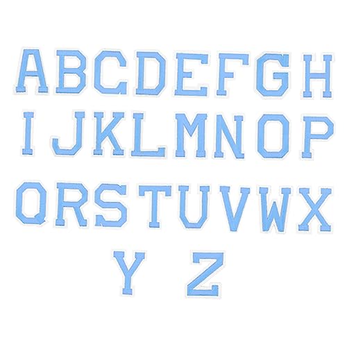 Housoutil 2 Sets Buchstaben Stoffaufkleber Stickbuchstaben Gestickte Buchstaben Aufnäher Bestickte Aufnäher Aufkleber Hellblaue Chenille Buchstaben Buchstaben Aufnäher Applikationen von Housoutil