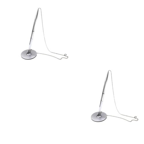 Housoutil 2 Stck. Premium Metall Kugelschreiber mit Kette und Stabilem Rundsockel Ergonomisch für Bank Büro und Fließendes Schreiben Silberfarbener Service Stift für Empfang und Büro Housoutil 2 Stck. Premium Metall Kugelschreiber mit Kette und Stabilem Rundsockel Ergonomisch für Bank Büro und Fließendes Schreiben Silberfarbener Service Stift für Empfang und Büro von Housoutil
