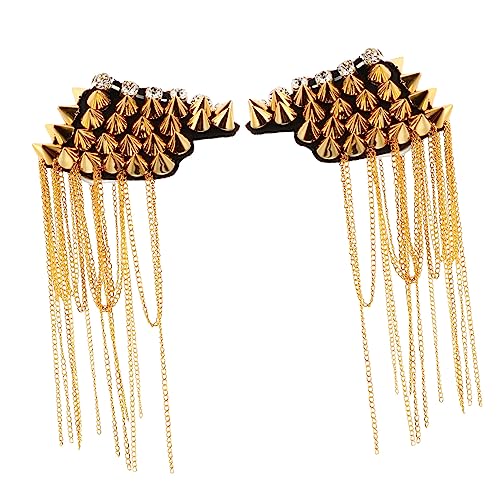 Housoutil 2 Stück Besetzte Schulterklappen Mit Quasten Kragen Fahnennadeln Am Revers Schulterklappen Mit Nietenquaste Schulterklappen Für Männer Blazer Schulterklappen Kette Legierung Golden von Housoutil