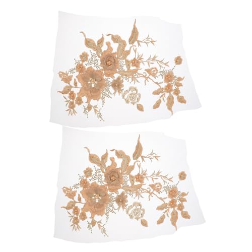 Housoutil 2 Stück Bestickte Spitzenapplikationen mit Perlen Blumenmotive Hitzebeständige Langlebige DIY Bügelmotive für Hochzeitskleider Kleider und Bekleidung Vielseitige Verzierungen von Housoutil