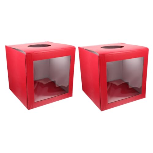 Housoutil 2 Stück -Box führen Ball mit Party Slot Spendenboxen für Fundraising Briefkasten aus Pappe Tombola-Verlosungsbehälter Kästen für Tombola-Tickets Lotterieboxen Papier rot von Housoutil