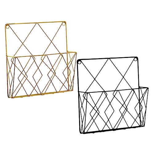 Housoutil 2 Stück Bücherregal Aktenordner für den Schreibtisch dokumentieren hängend montiert office organizer büro organizer Mail Organizer Wandhalterung Wandregal für Zeitschriften Eisen von Housoutil