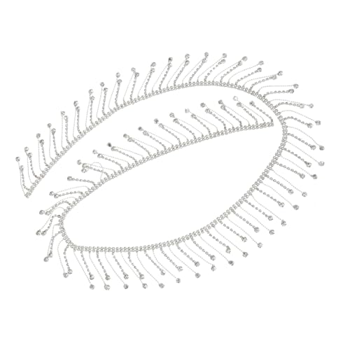 Housoutil 2 Stück Dekorative Strass Quaste Kette Silberne Glitzerfransen für Diy Kleidung Hochzeits und Partydekoration Handwerkszubehör für Frauen von Housoutil