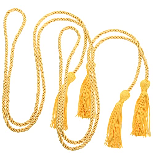 Housoutil 2 Stück Doktorhut Quaste goldene Ehrenschnüre Graduierung geflochtene Schnüre blaue Ehrenkordel Abschlusskostümzubehör Graduierungsschnüre mit Quasten Polyester von Housoutil