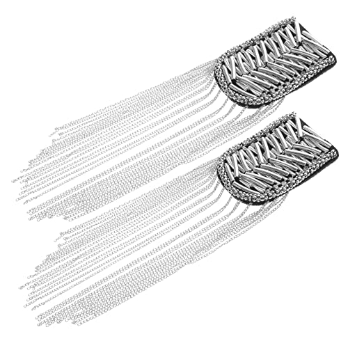 Housoutil 2 Stück Epatch -Zubehör Schulter goldene Quaste Arm Quasten Epauletten Applikation Quaste Epaulette Vintage Quaste Epaulet strass stoff zubehör Männer Epaulette Legierung Silver von Housoutil