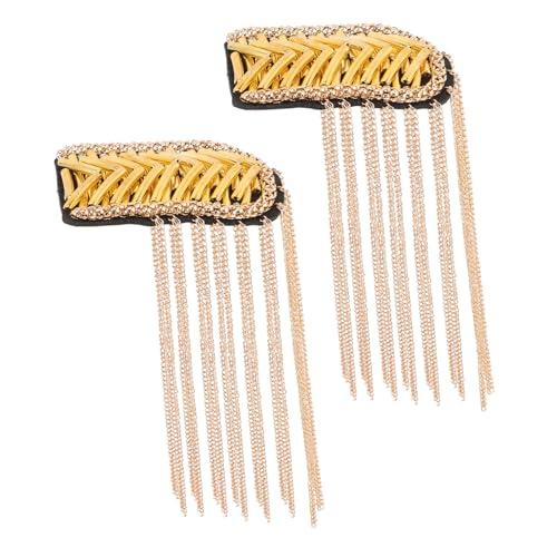 Housoutil 2 Stück Epatch -zubehör Goldene Quaste Schulterklappen Epauletten Schulter Quasten Schulterriemen Strass Schulterklappen Epaulette Für Frauen Schulterschmuck Schulterbaus Legierung von Housoutil