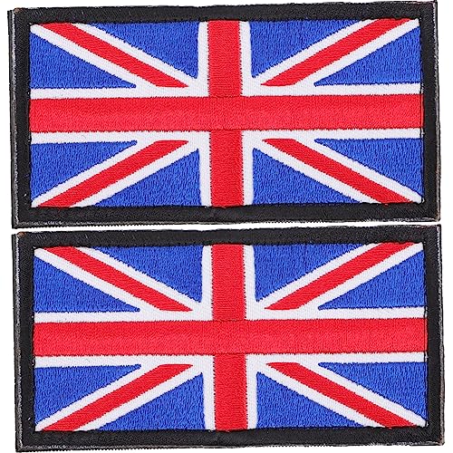 Housoutil 2 Stück Flicken aufbügeln patch patch britische fahnen embroidery Dekorations-Patch Flaggen Taschen Jack bügeleisen DIY -Kleidungsstück Nähzubehör Buga-Stickerei von Housoutil