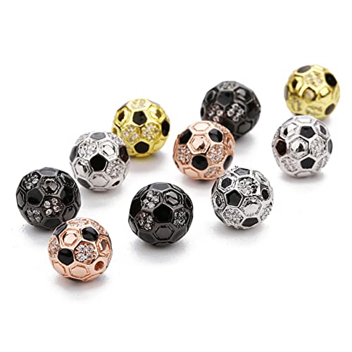 Housoutil 2 Stück Gold Plattierte Fußball Spacer Perlen für Schmuckherstellung Hochglänzende Kupferperlen Schwarz für Armbänder und DIY Projekte von Housoutil