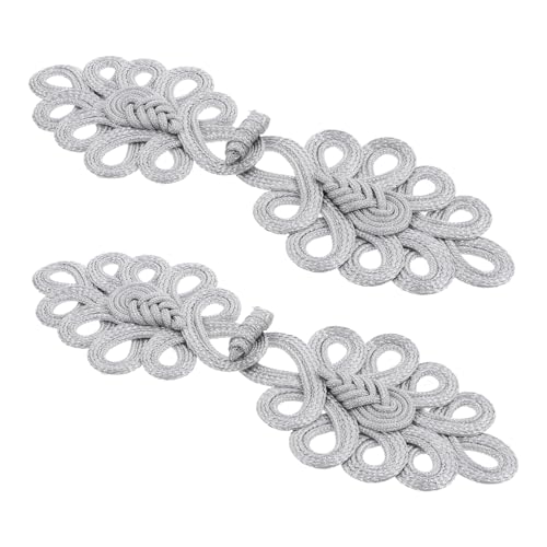 Housoutil 2 Stück Gold Und Silberdrahtknöpfe Chinesische Verschlussknöpfe Knotenknöpfe Verschluss Chinesischer Knoten Froschknöpfe Blumenfroschknöpfe Chinesischer Stilknopf von Housoutil