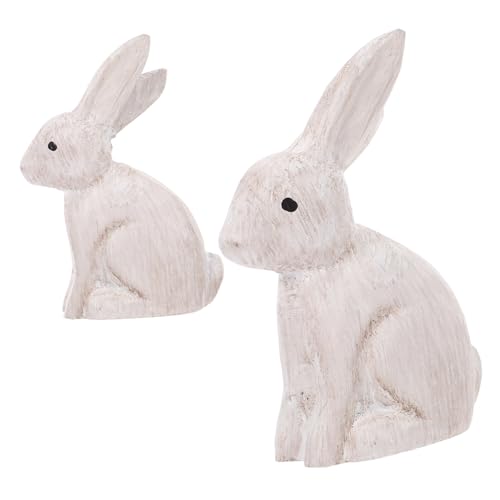 Housoutil 2 Stück Holz Tierornamente Pädagogische Dekorationen Blanker Hase Kaninchen Malerei Statue Basteln Heimdekoration Holzhandwerksbedarf Unbehandelte Holzausschnitte von Housoutil