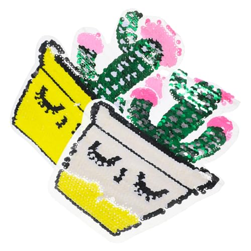 Housoutil 2 Stück Kaktus Applikationen Patches zum Aufnähen Aufnäher für Kleidung Taschen Schuhe und Diy Projekte Farbauswahl Zufällig Zufällige Farbe von Housoutil