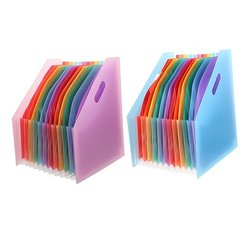 Housoutil 2 Stück Mappe Akkordeon-Ordner-Datei-Organizer faltbar Büro Akkordeon Ordner tragbar Veranstalter Akkordeon-Ordner-Organizer Aktenhalter aus Papier Plastik Colorful von Housoutil