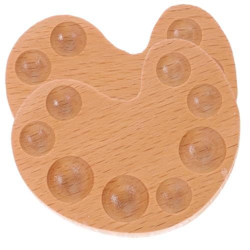 Housoutil 2 Stück Mini Holz Malpalette Wassermalfarben Palette Buchenholz für Künstler und Bastelprojekte Platzsparend und Leicht Wiederverwendbar Geschenkidee von Housoutil