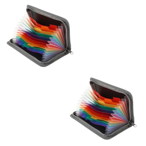 Housoutil 2 Stück Mini Windmappen Organizer mit Regenbogenrand und Reißverschluss Praktische Aktenablage für Wichtige Dokumente Leicht und Tragbar für Effizientes Arbeiten und Aufbewahrung von Housoutil