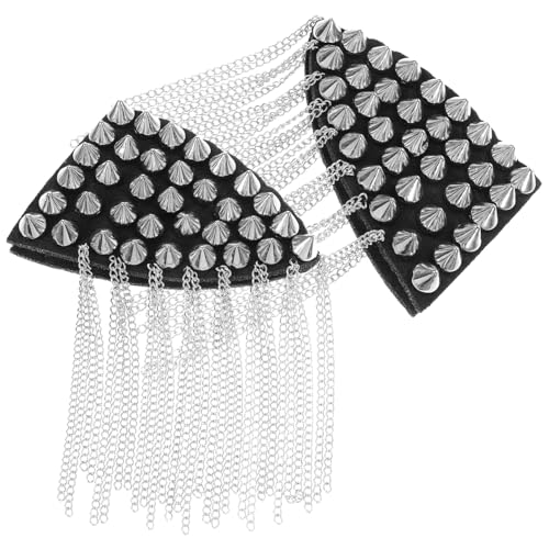 Housoutil 2 Stück Nieten Schulterklappen Schulterklappen-abzeichen Quaste Epaulette Für Schulterklappen Mit Quastengliedern Schulterpolster Männer Schulterbaus Kostümzubehör Legierung Silver von Housoutil