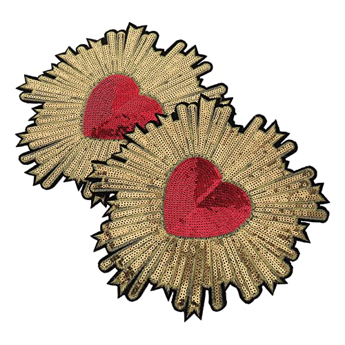 Housoutil 2 Stück Paillettenbestickter Aufnäher An Pailletten-herz-patches Herzen Flecken Pailletten Patches Herz Patch Patches Aufnähen Erwachsene Herzdekoration Stoff Hochzeit Jacke Vlies von Housoutil
