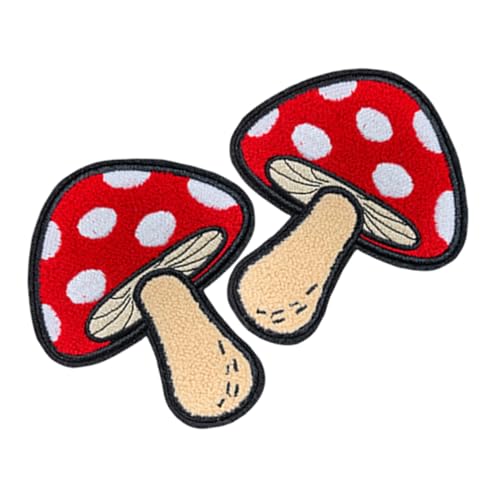 Housoutil 2 Stück Pilz Stickerei Aufnäher zum Aufbügeln Langlebige Patches für Kleidung Reparatur Jeans Rucksäcke Hüte Waschbar Kreatives Diy Zubehör von Housoutil