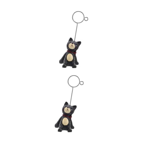 Housoutil 2 Stück Resin Message Folder mit Niedlichem Katzenmotiv Cartoon Notizhalter und Foto Clip Langlebiges Resin Desktop Ornament in Dunkelgrau für Büro Hochzeit und Wohnkultur von Housoutil