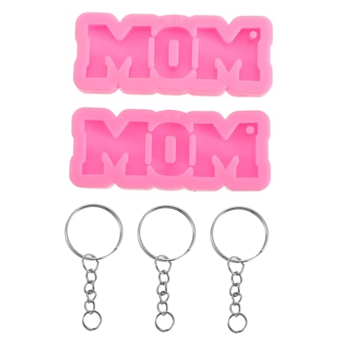 Housoutil 2 Stück Schlüsselanhänger Form Schablone Basteln Ketten Schlüsselanhänger-Kits für DIY MUTTER KEYCHAINS epoxidharz schlüsselringe DIY -Schlüsselbundzubehör Kieselgel Rosa von Housoutil