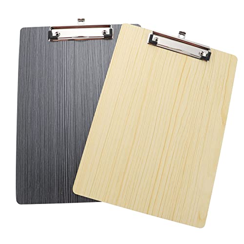 Housoutil 2 Stück Schreibtafel Clipboard Teiliges Holzmaserung Schwarz Gold Praktischer Klemmbrett Organizer für Prüfungsunterlagen Skizzen und Bürobedarf von Housoutil