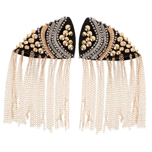 Housoutil 2 Stück Schulterepauletten mit Quasten und Nieten Stilvolle Schulterdekoration für Einzigartige Outfits für Modeaccessoires mit Goldener Kette Housoutil 2 Stück Schulterepauletten mit Quasten und Nieten Stilvolle Schulterdekoration für Einzigartige Outfits für Modeaccessoires mit Goldener Kette von Housoutil
