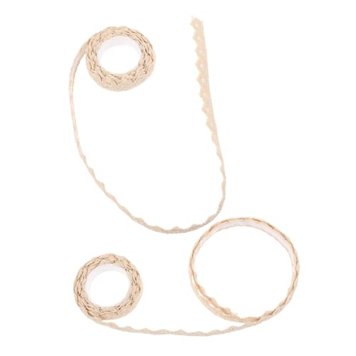 Housoutil 2 Stück Spitze Klebeband befestigungsband journaling sticker tape klebestring dichtband Spitzenband klebriges Klebeband Blumenband mit Spitzenbesatz Stickerei-Besatzband Beige von Housoutil