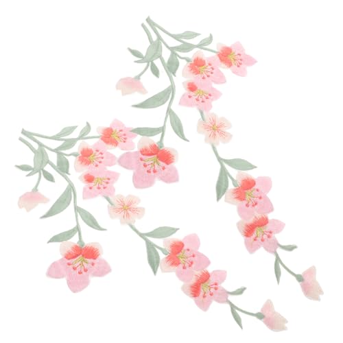Housoutil 2 Stück Stickaufkleber Klebstoff Kleidung Nähen für Mantelflicken Blumen- Stickereiflecken Kleiderflicken Hutflicken selber machen Aufnäher mit Blumenstickerei Polyestergarn von Housoutil