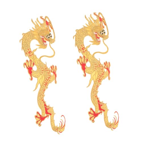 Housoutil 2 Stück Teiliges Chinesisches Drachen Bügelbild Bestickte Iron Patches für DIY Kleidung Dekorative Aufnäher zum Aufbügeln und Reparieren von Jacken Taschen Hüten und Textilien von Housoutil