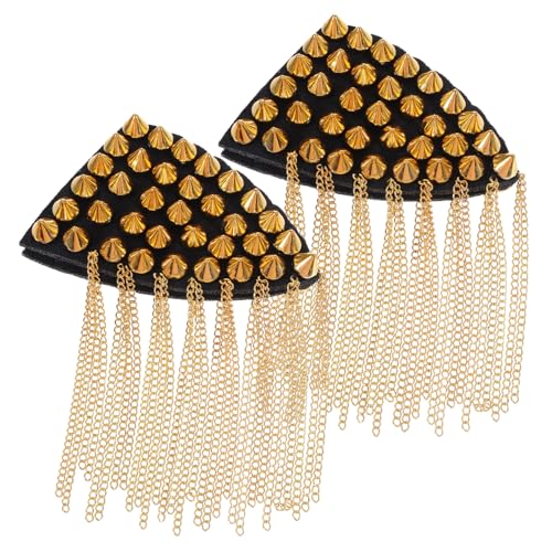 Housoutil 2 Stück Teiliges Goldene Schulterklappen mit Quasten und Nieten Modische Vintage Epauletten für Kostüme Punk stil Schulterabzeichen Dekorative Schulterbroschen für Damen und von Housoutil