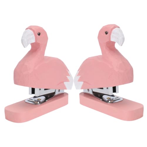Housoutil 2 Stück Tierhefter aus Holz Rosa Karikatur kleiner Hefter Schreibtisch für Zubehör Desktop-Hefter Form süße Schulsachen Hefter süß Schulmaterial süß Neuheit Hefter Hammerhefter von Housoutil