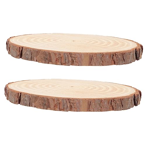 Housoutil 2 Stück Unlackierte Holzscheiben Runde Holzplatten für Bastelarbeiten Diy Tischmittelstück Natürliche Holzoberfläche von Housoutil