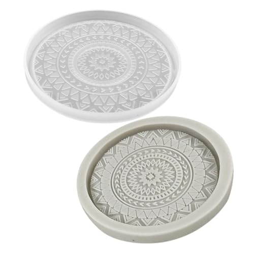 Housoutil 2 Stück Untersetzerform Dekorationstablett Wohnkultur Runden Mat Diy-kit Dekoratives Tablett Form Zum Selbermachen Schalenmatten-gießform Puck Epoxidform Kieselgel von Housoutil