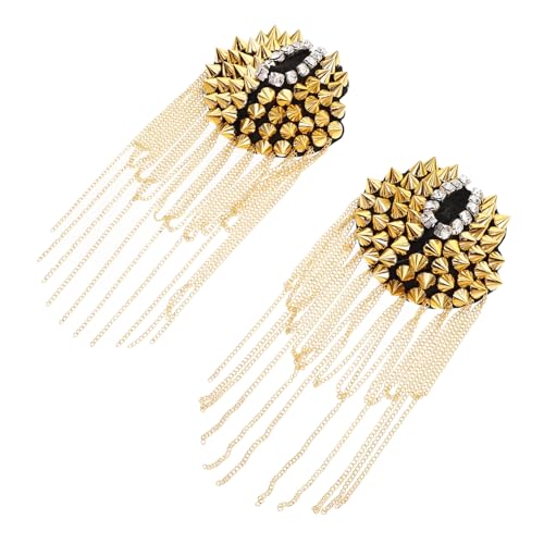 Housoutil 2 Stück Vintage Schulterepauletten mit Quaste und Nieten Metall schulterabzeichen im Punk stil Dekorative Kostüm schulterbrosche für Damen und Herren Auffälliger Look für Bühne von Housoutil