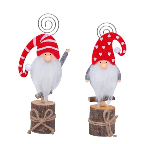 Housoutil 2 Stück Weihnachts Memo Halter Faceless Doll Design Tischkartenhalter Fotoclips für Party Hochzeit Geburtstag Dekoration mit Herz und Streifen Muster von Housoutil