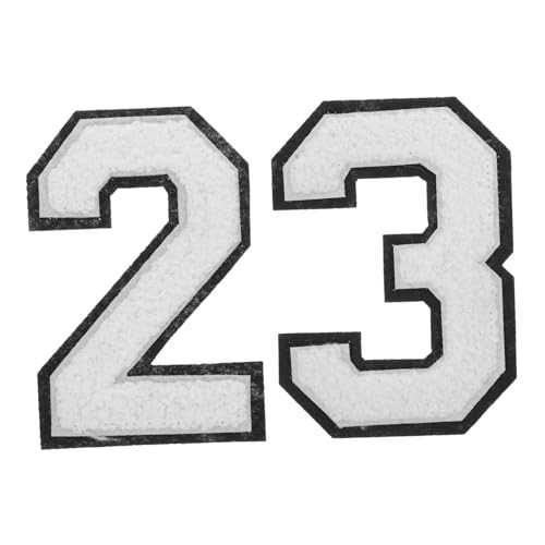 Housoutil 2 Stück Weiße Chenille Zahlen Aufnäher Große Bügelapplikationen für Kleidung Hüte Jeans Socken Langlebige Bestickte Nummern Patches für Baseball und Football Team Uniform DIY von Housoutil