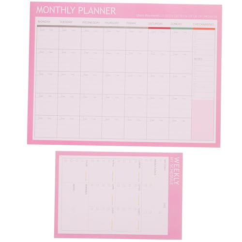 Housoutil 2 Stück Wöchentlicher und Monatlicher Planer Notizblock Papier Notizbuch für Terminplanung und Aufgabenmanagement Candy Housoutil 2 Stück Wöchentlicher und Monatlicher Planer Notizblock Papier Notizbuch für Terminplanung und Aufgabenmanagement Candy von Housoutil