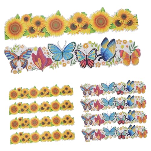 Housoutil 20 Blatt Bordürenpapier für Pinnwände Langlebige Dekoration für Klassenzimmer Diy Bastelprojekte Vielseitig Einsetzbar Sonnenblumen und Schmetterlingsdesigns von Housoutil