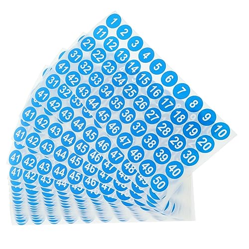Housoutil 20 Blatt Digitales Etikett Aufklebernummern Weiße Aufkleberetiketten Farbig Kreis Aufkleber Runden Kleine Aufkleber Groß Zahlen Kupferplattenaufkleber Blue von Housoutil